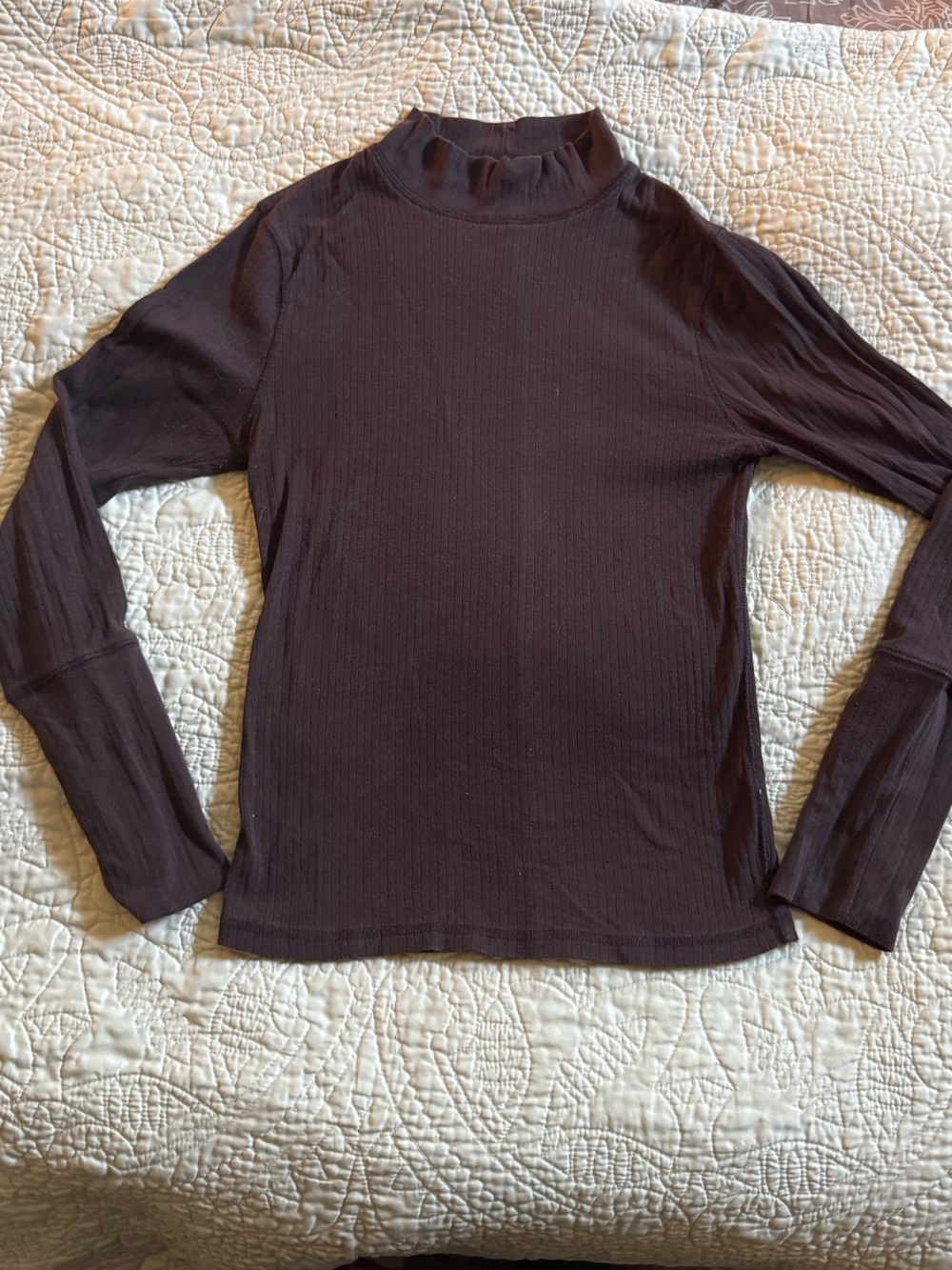 Free People Ricky Long-Sleeve Ribbed Mock Neck Top - Brown